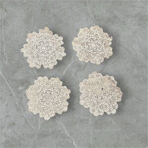 Gorgeous Vintage Handmade Ivory Cotton Crochet Lace Doily Coasters (set Of 4) 5”
